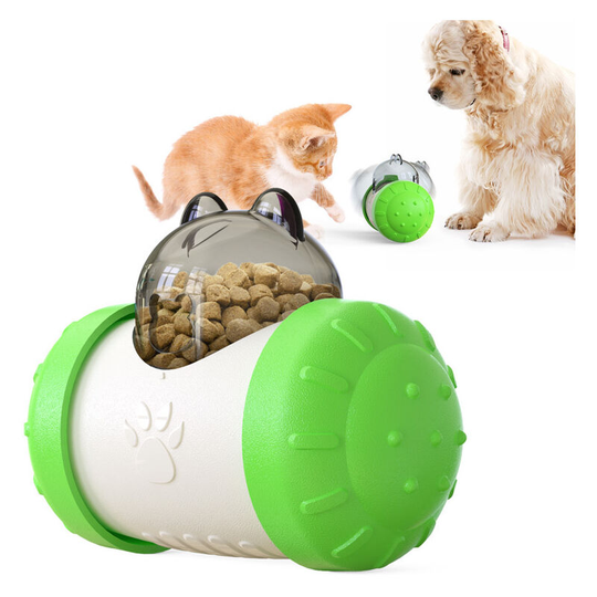 Dog toy, dog and cat croquet distributor, animal food ball, easy to clean,Pet toy swing bear balance car-Green