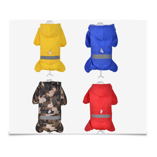 Adjustable Waterproof Pet Dog Hooded Raincoat Reflective Dog Rain Coat Jacket Dog Rainwear Apparel Clothes for Small Medium Large Dogs