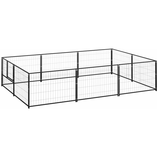Dog Kennel Black 6 m² Steel Vidaxl Black