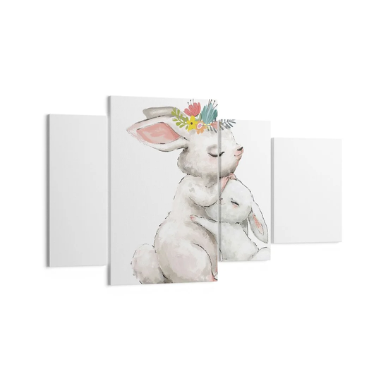 Rabbit Hare Children's - 4 Piece Wrapped Canvas Painting