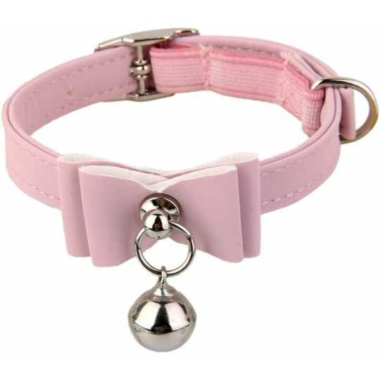 Adjustable Collar with Bell Pendant for Kitten Cat Pink -