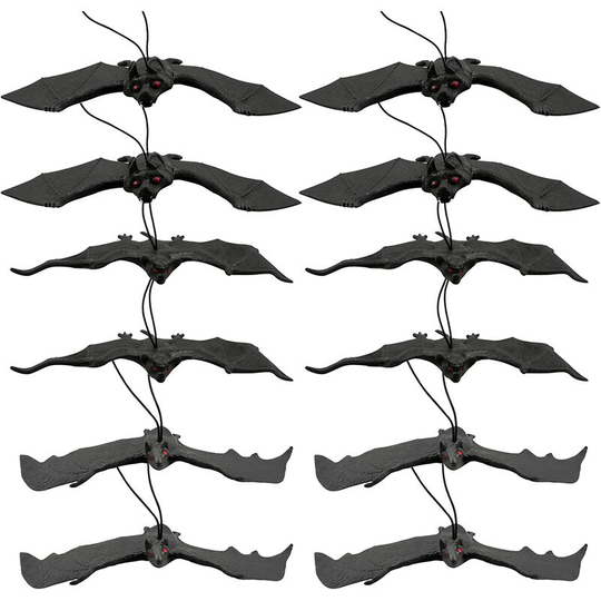 12 Pieces Halloween Bats Realistic Rubber Hanging Fake Bats for Halloween Party Decoration, Home Decoration