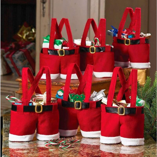 Ilovemilan - 10PCS Christmas Decorations Gift Bags Candy Bags Santa Pants Style Lovely Treat Bags for Children Best for Wedding Holiday New Year
