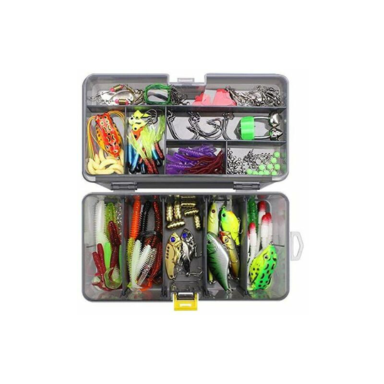 Echoo - Fishing Lures Kit 168pcs, Spinnerbaits,Plastic Worms,Minnow,Popper,Hard Metal Pencil Lures,Soft Fishing Jigs Fishing Hooks,Portable Fishing