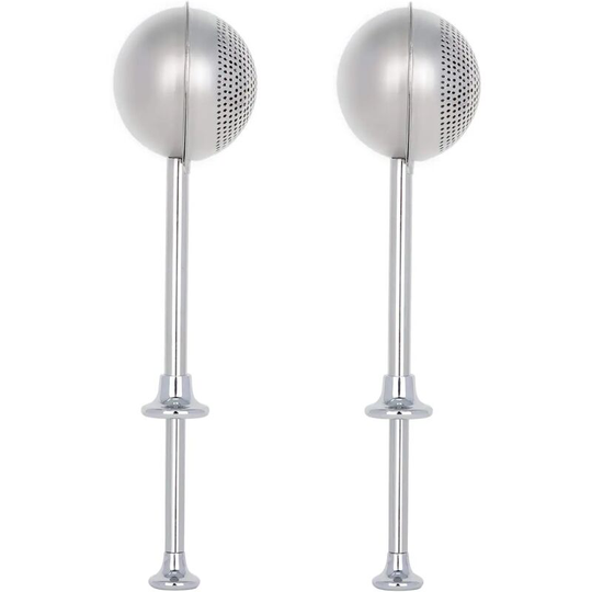 Set of 2 flour dusters for baking, powdered sugar powder, 18/8 stainless steel scoop and flour sifter with spring-loaded handle for easy one-handed