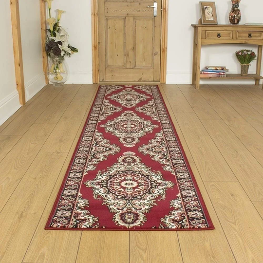 Baronets Tufted Red Hallway Runner Rug