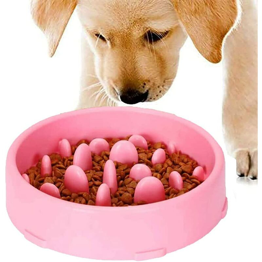 Slow Feeding Bowl for Dogs, Slow Feeding Bowl, Anti Glutton Bowl for Dog Cat, Promotes Healthy Eating and Slow Digestion (Pink)
