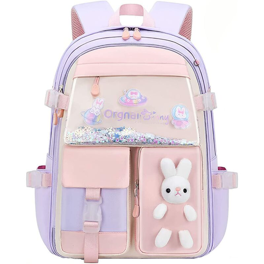 Perle Rare - Rabbit backpack, rabbit school backpack, rabbit backpack for girls, rabbit backpack for school (A-Small-Purple)