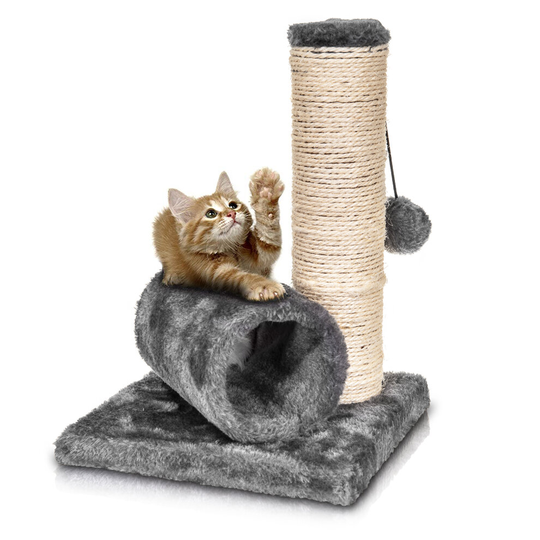 Small Kitten Sisal Scratch Post Toy With Tunnel & Play Mouse Pet Activity