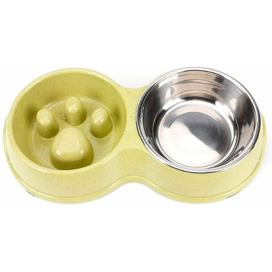 2 in 1 Anti Glutton Cats Dog Bowl, Slow Feeding Bowl Interactive Non-Slip Pet Bowl