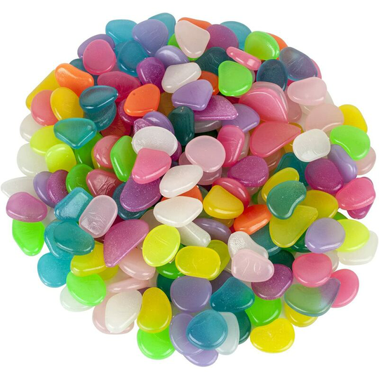 200 Pcs Colorful Glowing Garden Pebbles, Glow in the Dark Decorative Stone for Walkways Decor, Luminous Stones for Plants Pot, Fish Tank etc,Colorful