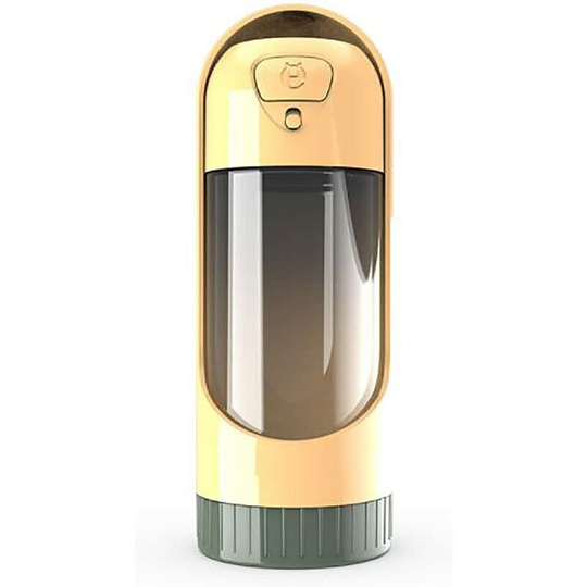 Portable 300 ml pet water bottle with activated carbon filter for dogs and cats (yellow)