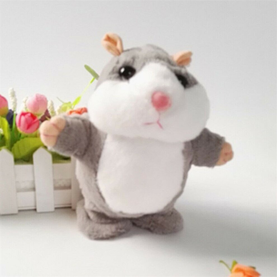 (grey) Talking Hamster Cute Xmas Doll Plush Toy Pet Chat Mimicry Nod Mouse Record