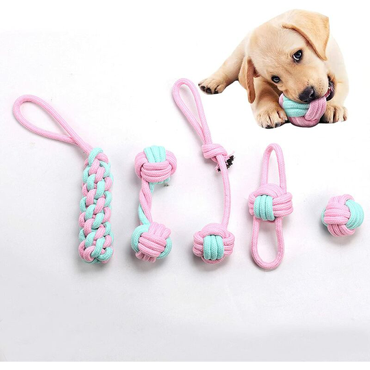 Betterlifegb - Toy for dog rope, 5pcs Indestructible dog toys for puppies & small dogs, chew toys toy teeth interactive toy teeth natural cotton