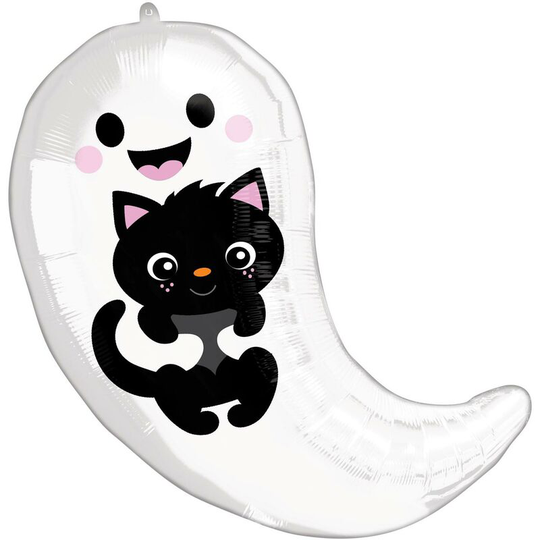 Ghost And Kitty Cuties Foil Balloon (One Size) (White/Black) - White/Black - Anagram