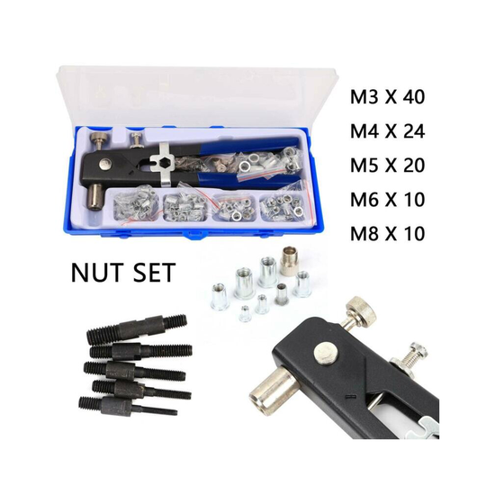 110X Threaded Nut Rivet M3-M8 Insert Tool Riveter Rivnut Nutsert Riveting Kit