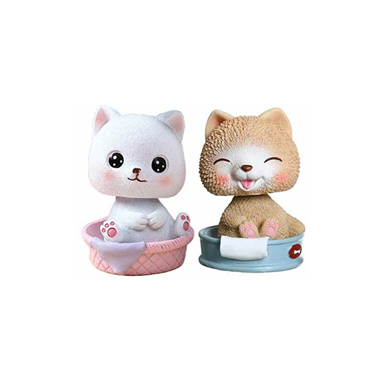 Bobble Head Figures, Mini Bobble Head Toys, Cute Bathing Cat and Dog Ornaments, Car Nodding Dog and Cat, Car Interior Dashboard Decoration