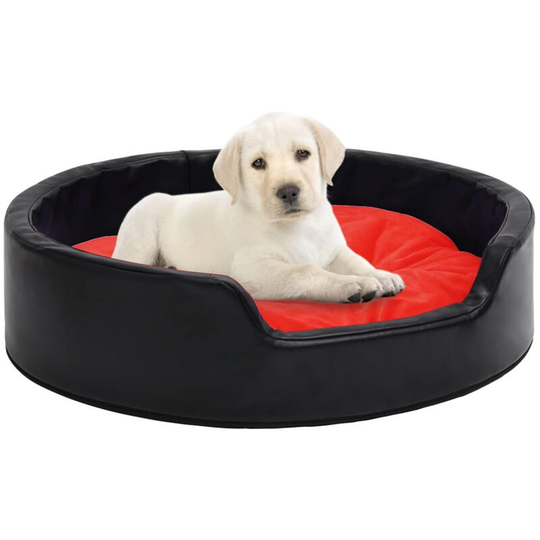 Dog Bed Black and Red 99x89x21 cm Plush and Faux Leather