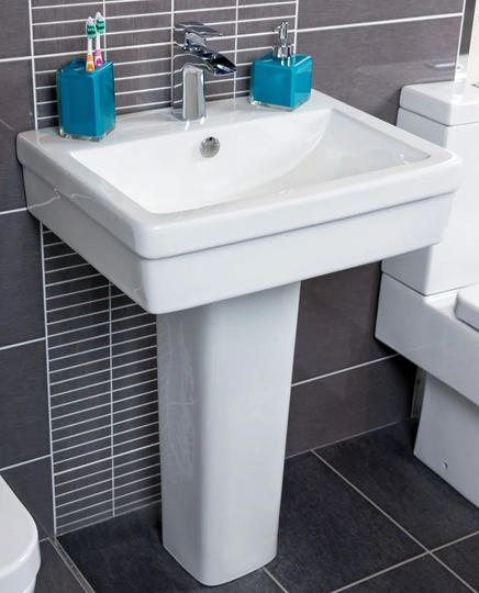 Richard Ceramic Rectangular 580 mm Full Pedestal Basin