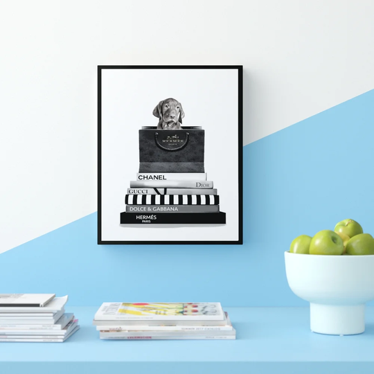'Weimaraner Vizsla Puppy' Framed Advertisement Prints on Wood