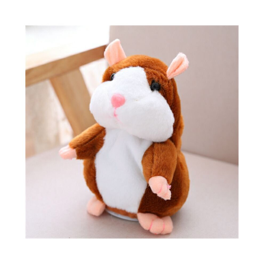 (Light Brown, 18CM) Cute Talking Hamster Mimicry Pet Plush Toy Kids Speak Talking Sound Record Toy