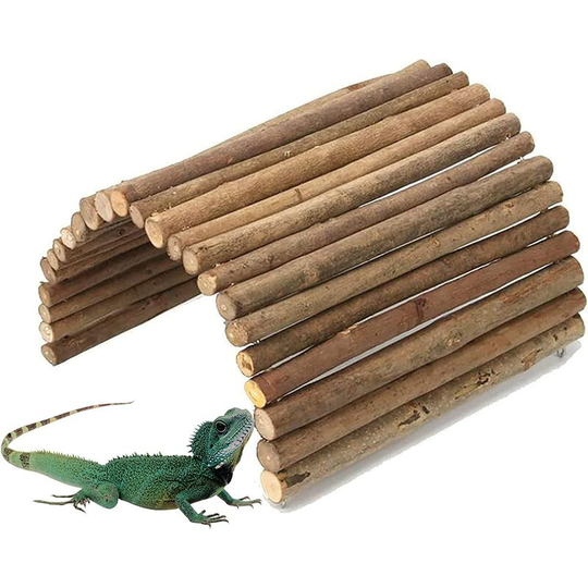Bearsu - Wooden Hamster Bridge, Extra Large - Small Animal Bendy Bridge Tunnel Hut Hideout Ladder Hideaway Climbing Chew Toy for Gerbil Guinea Pig