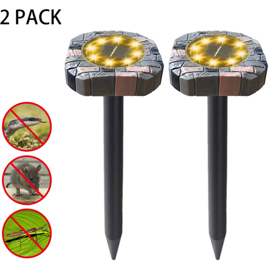 Lifcausal - Solar Powered Ultrasonics Pest Repeller LEDs Lawn Light Repel Mole Gopher Vole Mouse Chaser for Outdoor for Lawn Garden Yard Home Humane