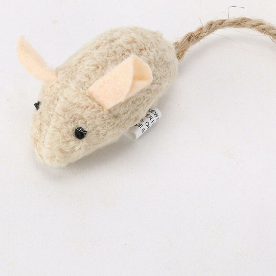 3pcs New Plush Simulation Cat Toy Plush Mouse Cat Scratch Bite Resistance Interactive Mouse Toy - Beige