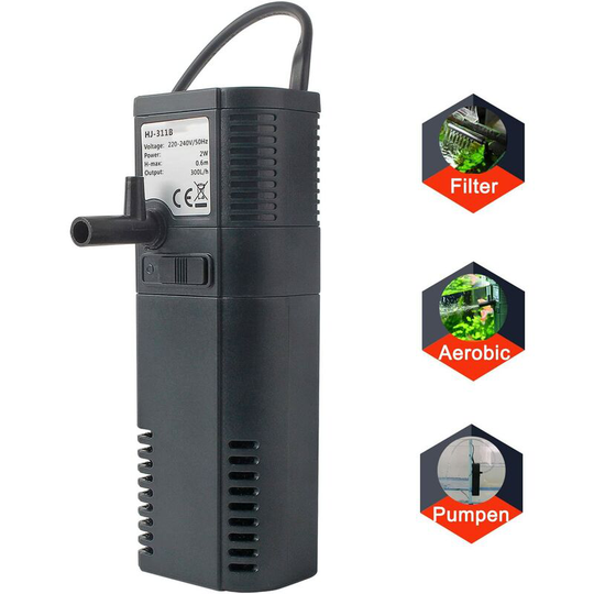 Aquarium Filter Internal Filter Internal Filter Pump with Spray Rod for 300L Fish Tank (300L/H 2W)
