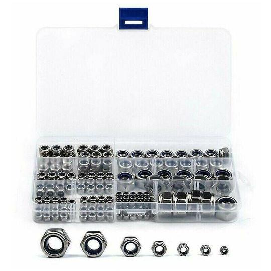 Deckon - 170pcs Ecro Hex Stainless Steel 304 Icros Brakes M3 M4 M5 M6 M8 M10 M12 For Silver Bolts Hardware Assortment Bolts Assortment