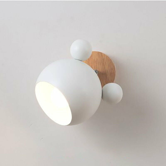Qersta - Wall Lamp Creative Simple Personality Bedroom Mickey Log Warm Cartoon Children's Room Bedside Lamp (White)