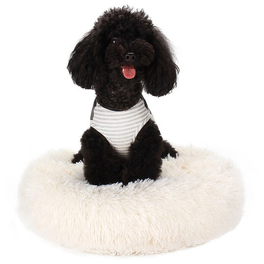 Fluffy Dog Wool Bed Soft Plush Round Dog Nest Pillow Self-warming Snooze Sleeping Pets Cushion l Size for Home Pet Center Daily Use,model:White l
