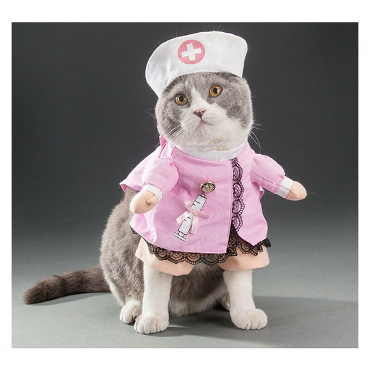 Cat and Dog Nurse Costume Halloween Pet Nurse Clothes Jeans Outfit Clothes Cat and Dog Clothes Stand and Transform Three-Dimensional (1 Pack, M)