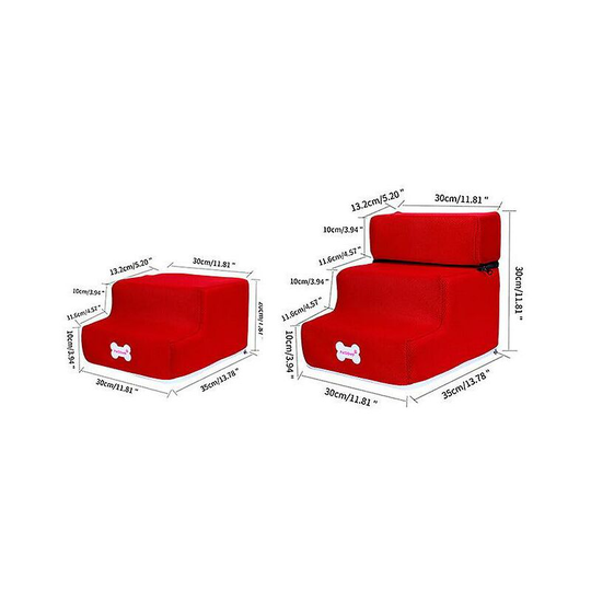 Dog stairs dog ladder pet 3 steps dog stairs for small cat pet ramp ladder anti-slip removable dogs soft bed pet cages kennels 2 steps 35x30x20cmRed