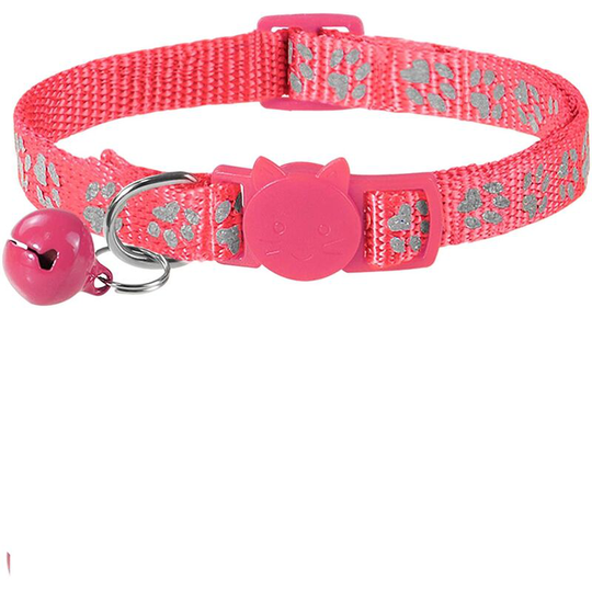Cat Collar Anti Strangulation, 2 pcs Adjustable Reflective Collar for Cat Kitten Puppy with Bell and Safety Buckle, 19-32cm Pink