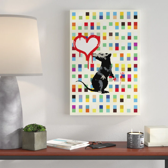 Retro Rat by Banksy - Wrapped Canvas Graphic Art Print