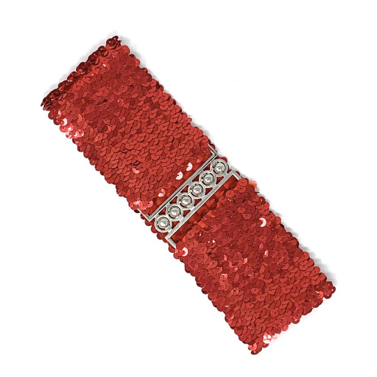 Wide Large Sequin Belt Red Belt Length/Width 56 x 7cm Elastic Waist Paillette Style