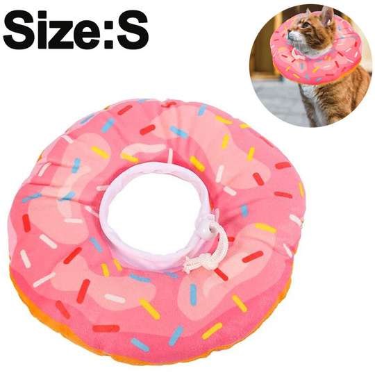 Doughnut Elizabeth Circle Adjustable Soft Pet E-Collar Neck Collar Circle for Cat Small Dog, s, pink
