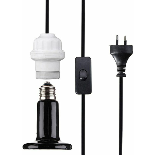 Reptile Heat Bulb, Ceramic Infrared Heat Emitting Lamp, Durable and Safe Infrared Heat Lamp with Cable for Turtle Hatchery Aquarium Snake