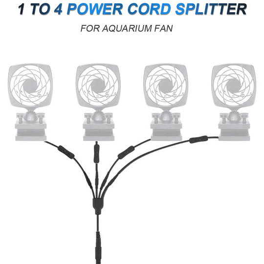 1-to-4 Power Cord Splitter Cable for WW-ADF1 Aquarium Cooling Fan Extension Cable for Fish Tank Fan Extension Cord Splitter
