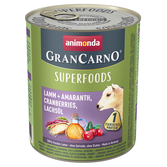 Animonda GranCarno Superfoods Adult 24 x 800g - Lamb, Amaranth, Cranberries & Salmon Oil