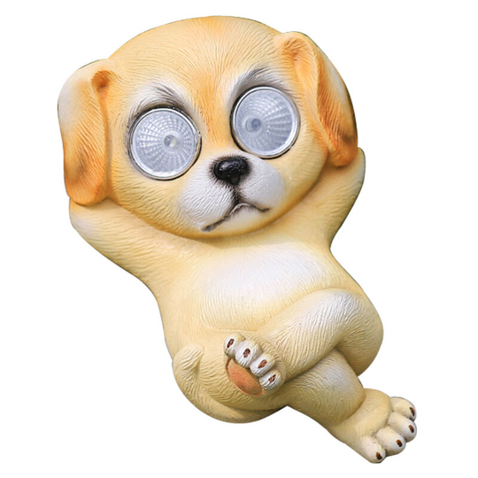 Garden decoration animal statues, solar resin puppy solar lights, cartoon statue lights, outdoor puppy decorations for patio lawn entrance Christmas