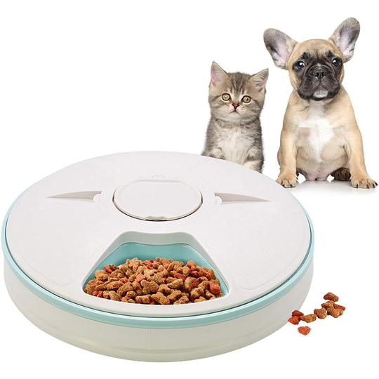 Aougo - Automatic Pet Feeder for Cats, Dogs, Rabbits, Small Animals, 6 Dry and Wet Meal Trays with Programmable lcd Display, Digital Timer for