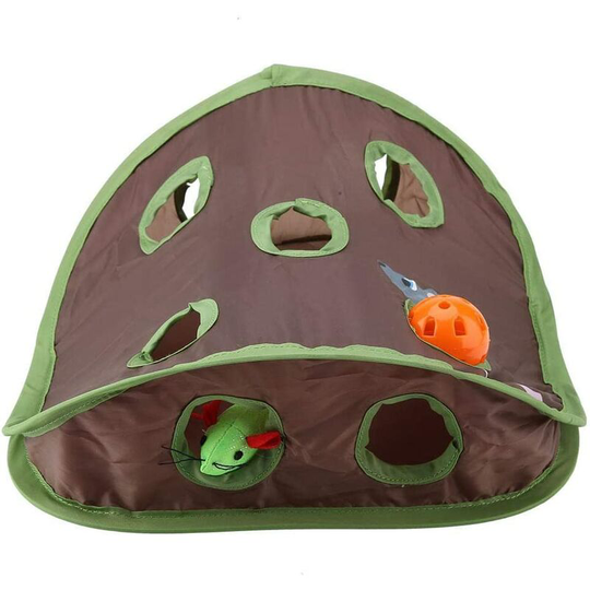 Zerodis interactive cat toy, 9 mouse holes, interactive toy for cats, intelligence training with bell and mouse