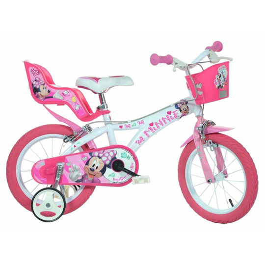 (12" Wheel) Dino Minnie Mouse Kids Bike with Stabilisers