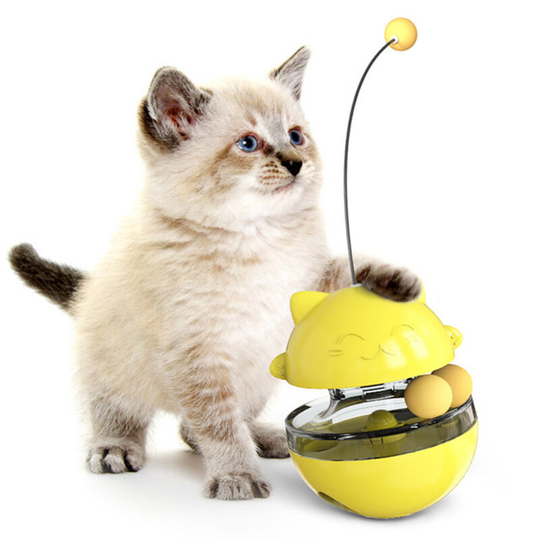Cat Tumbler Toys Cat Interactive Toy Cat Food Balls Slow Feeder with Teasing Wand