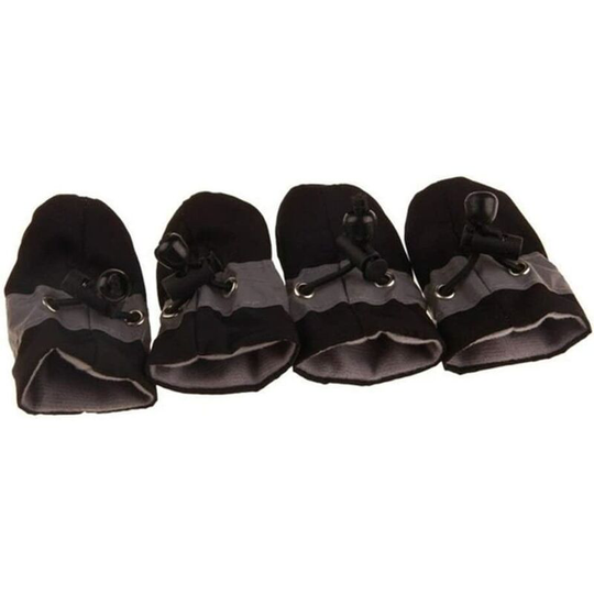 Tinor - 4 pcs Dogs Rain Shoes Boots Waterproof Booties Footwear For Small Dog Puppies Shoes Anti-slip Shoes Winter Supplies Case (Color : Black, Size