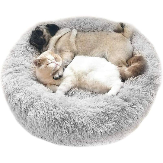 Bed For Plush Plush Round Gray Light Shopping Cart Round Nest of Companion Animal Nest Plush Thick For Cats And Dogs For Deep Sleep