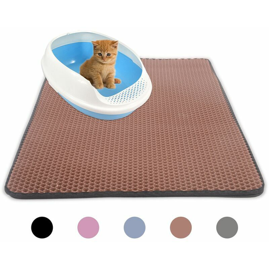 Cat Litter Mat, Honeycomb Double Layer Waterproof eva Material Cat Feeder Mat Floor Protection and Litter Entrapment Brown 30x30cm,1 pcs