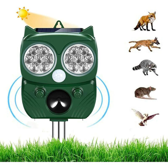 Hiasdfls - Cat Repeller, High Power And Ultrasonic Sound Animal Repeller With Led Lamp, Waterproof Repeller Solar Or Battery Charge, Best Companion